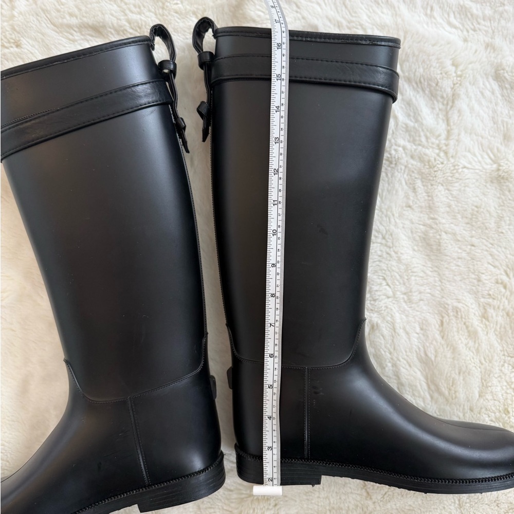 DIRTY LAUNDRY Black Buckle Rain Boots Size 8 Knee High Waterproof Equestrian - Picture 6 of 11